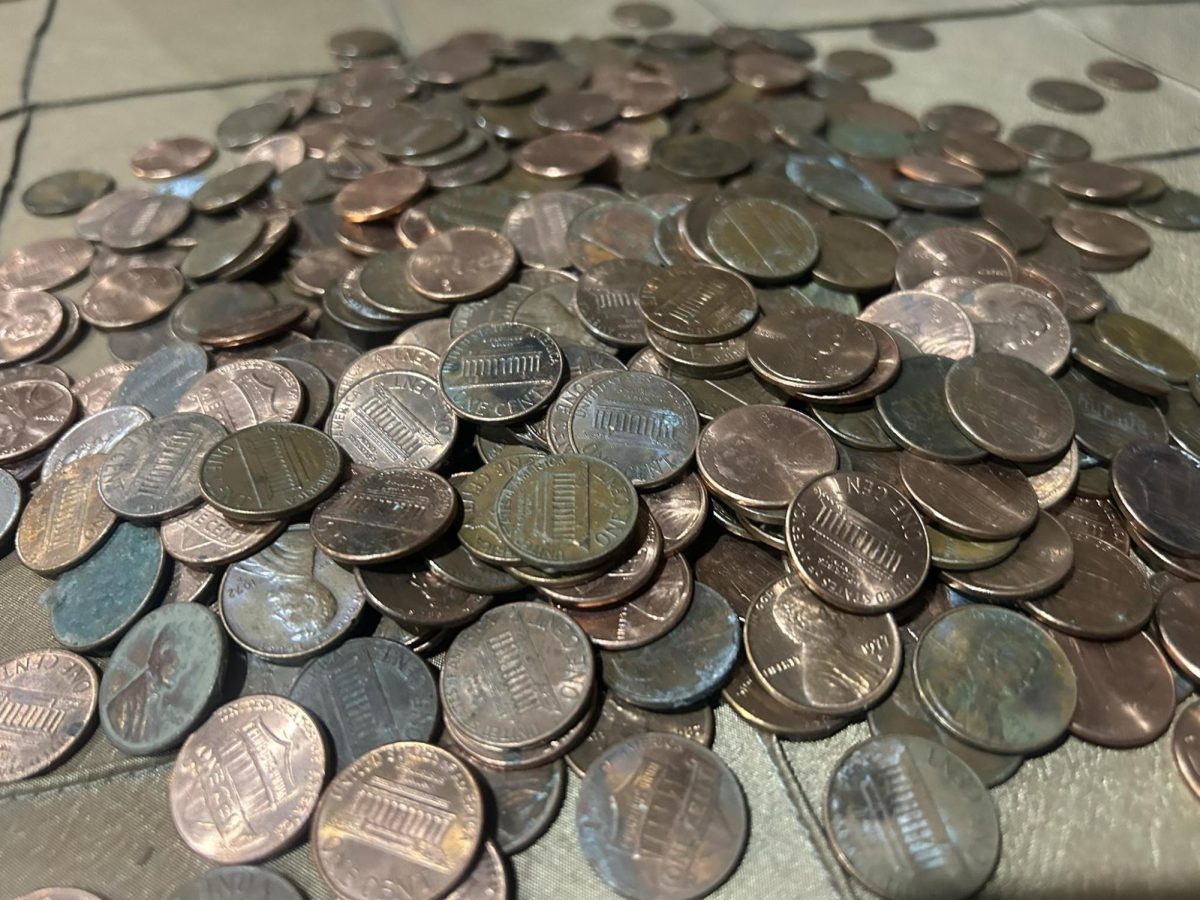 Pile of saved pennies.  