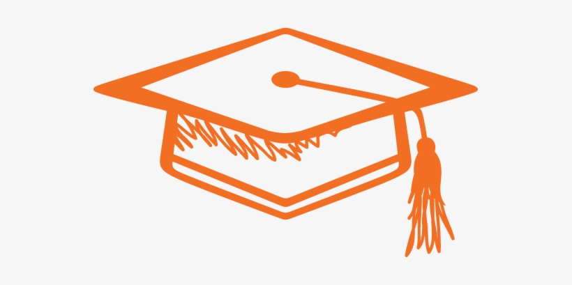 Drawing of an orange graduation cap.